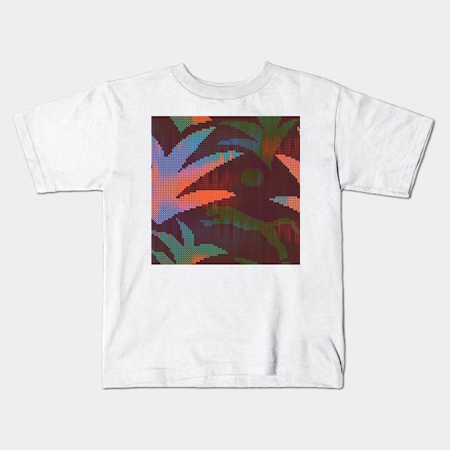 Criss Cross Stitch / Neon Night in the Jungle Kids T-Shirt by matise